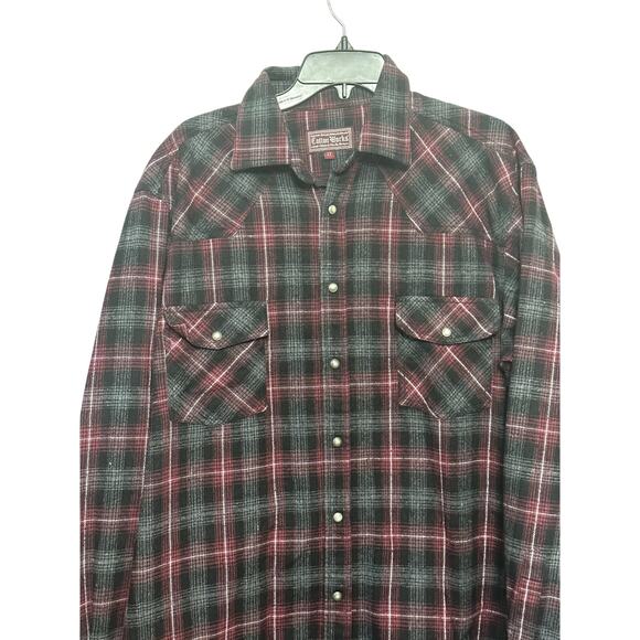 Falcon Bay Collared Shirt Snap Button Plaid Pattern Chest Pockets Multicolor  L - Picture 2 of 9